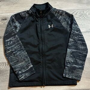 Under Armour Boys Full Zip Jacket Size 6 Long Sleeve Black Colorblock